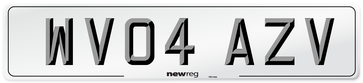 WV04 AZV Number Plate from New Reg
